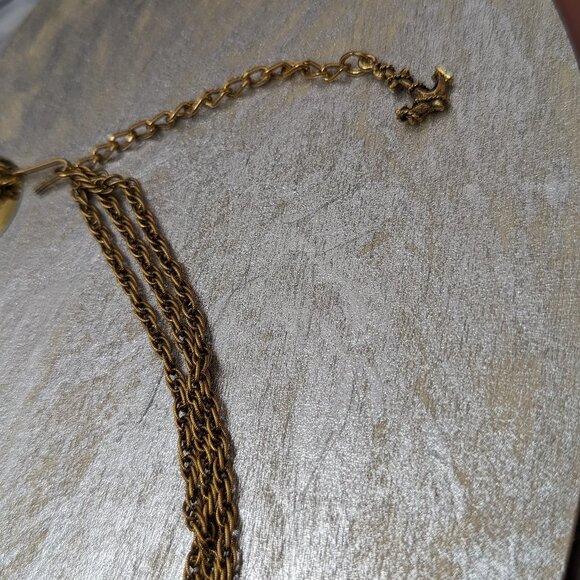 Anchor Serpent Weight Back Clasp Elegant Three Strand Necklace Gold Plated - Picture 10 of 10